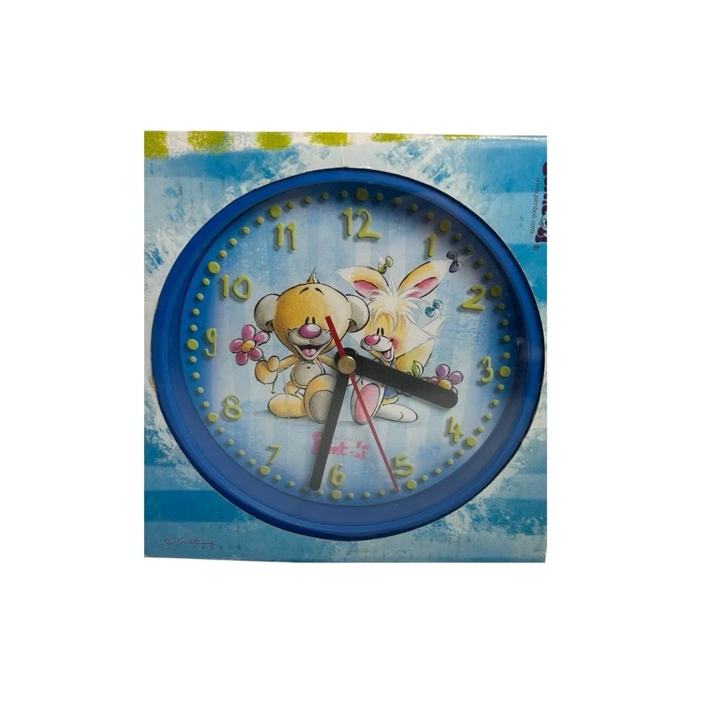 Vintage DIDDL Classeur‎ Pimboli kläk Clock Blue Bear Bunny Germany
